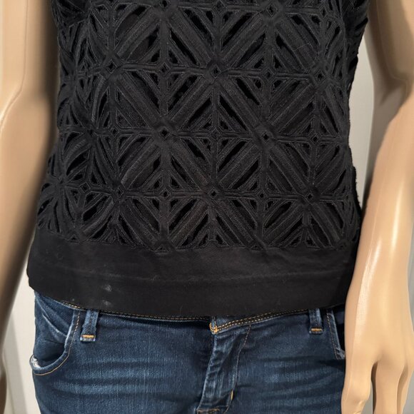 White House Black Market Sleeveless Geo Cutout Tank Top Back Zipper Sz 0 EUC - Picture 4 of 8